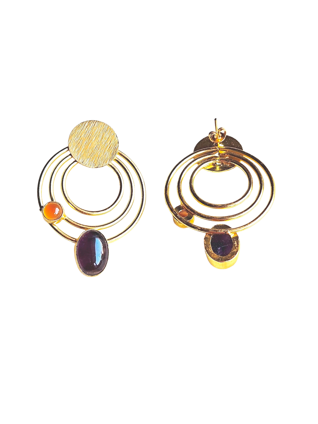 Attractive Gold plated Semi Precious Stone Cute designer Statement Earrings