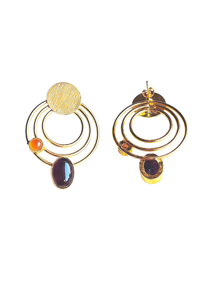 Attractive Gold plated Semi Precious Stone Cute designer Statement Earrings
