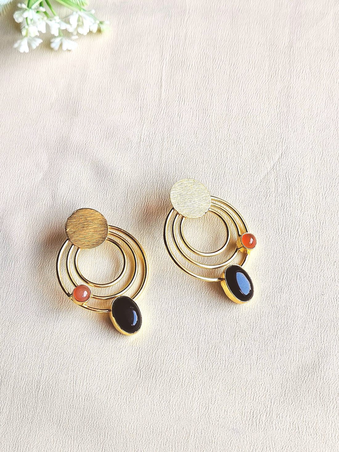 Attractive Gold plated Semi Precious Stone Cute designer Statement Earrings