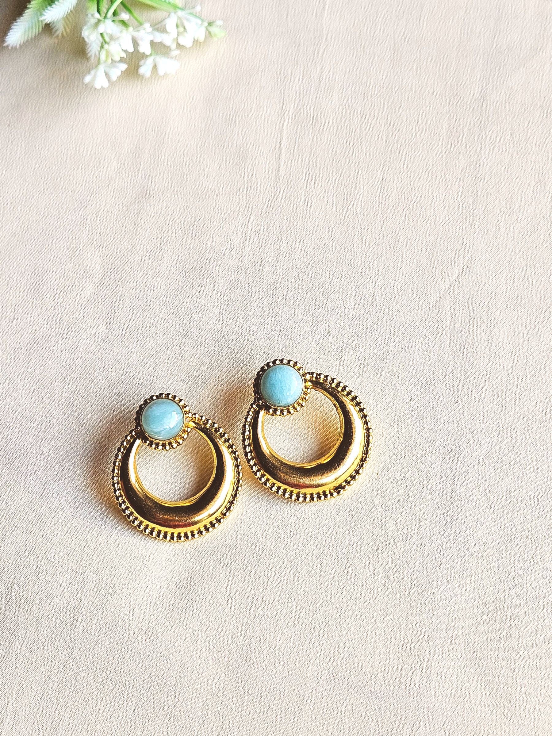 Awesome Gold plated Semi Precious Stone Cute designer Statement Earrings