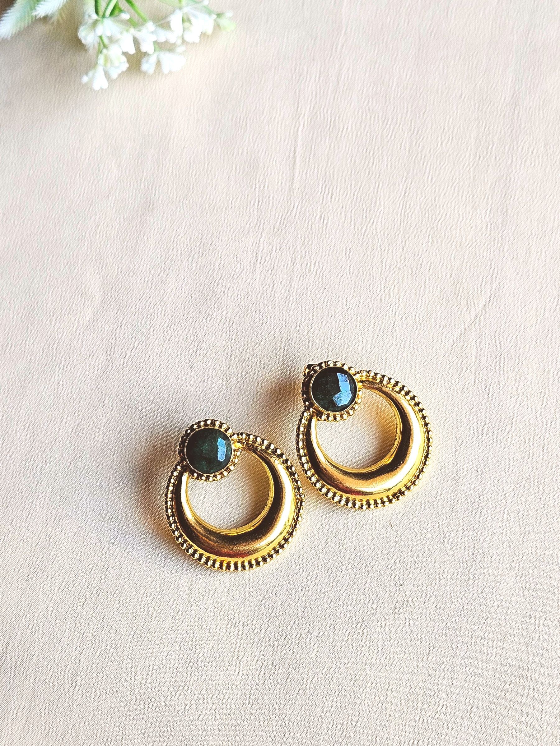 Awesome Gold plated Semi Precious Stone Cute designer Statement Earrings