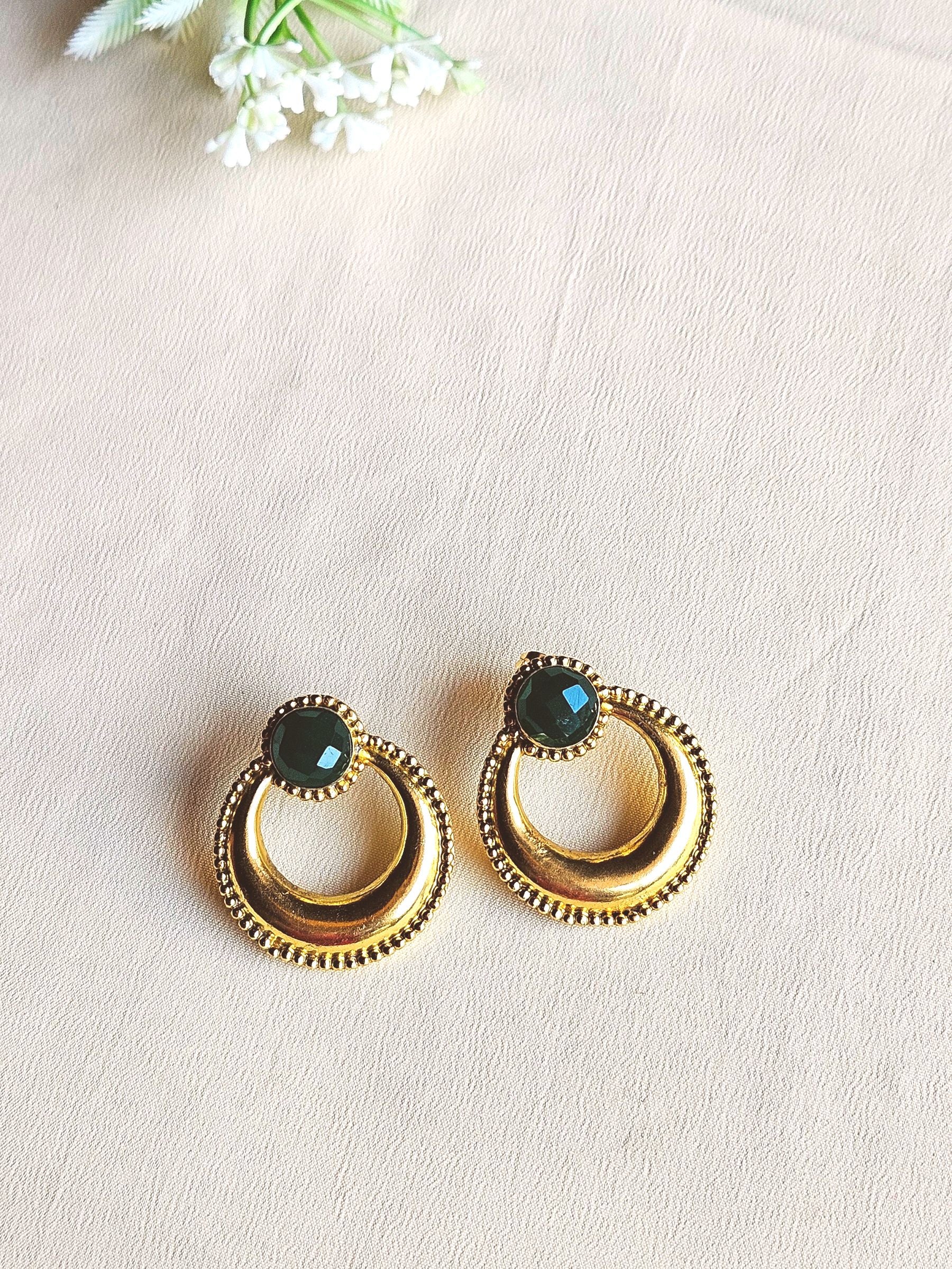 Awesome Gold plated Semi Precious Stone Cute designer Statement Earrings