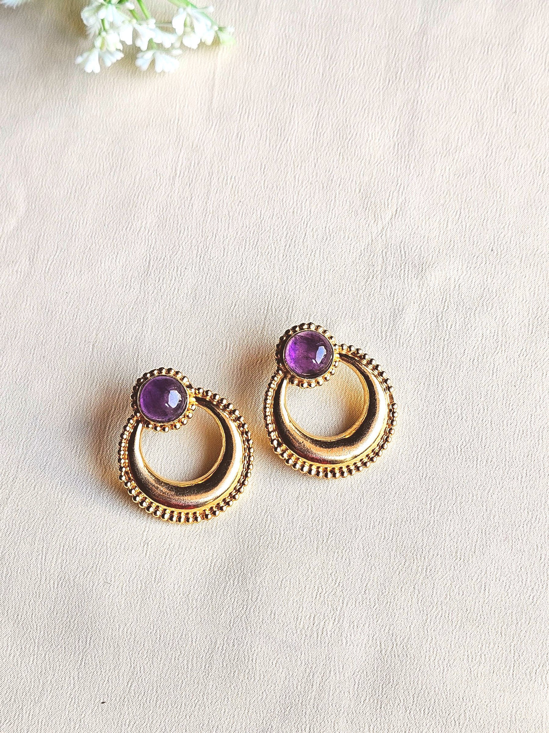 Awesome Gold plated Semi Precious Stone Cute designer Statement Earrings