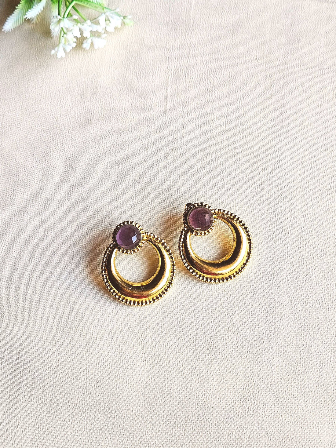 Awesome Gold plated Semi Precious Stone Cute designer Statement Earrings