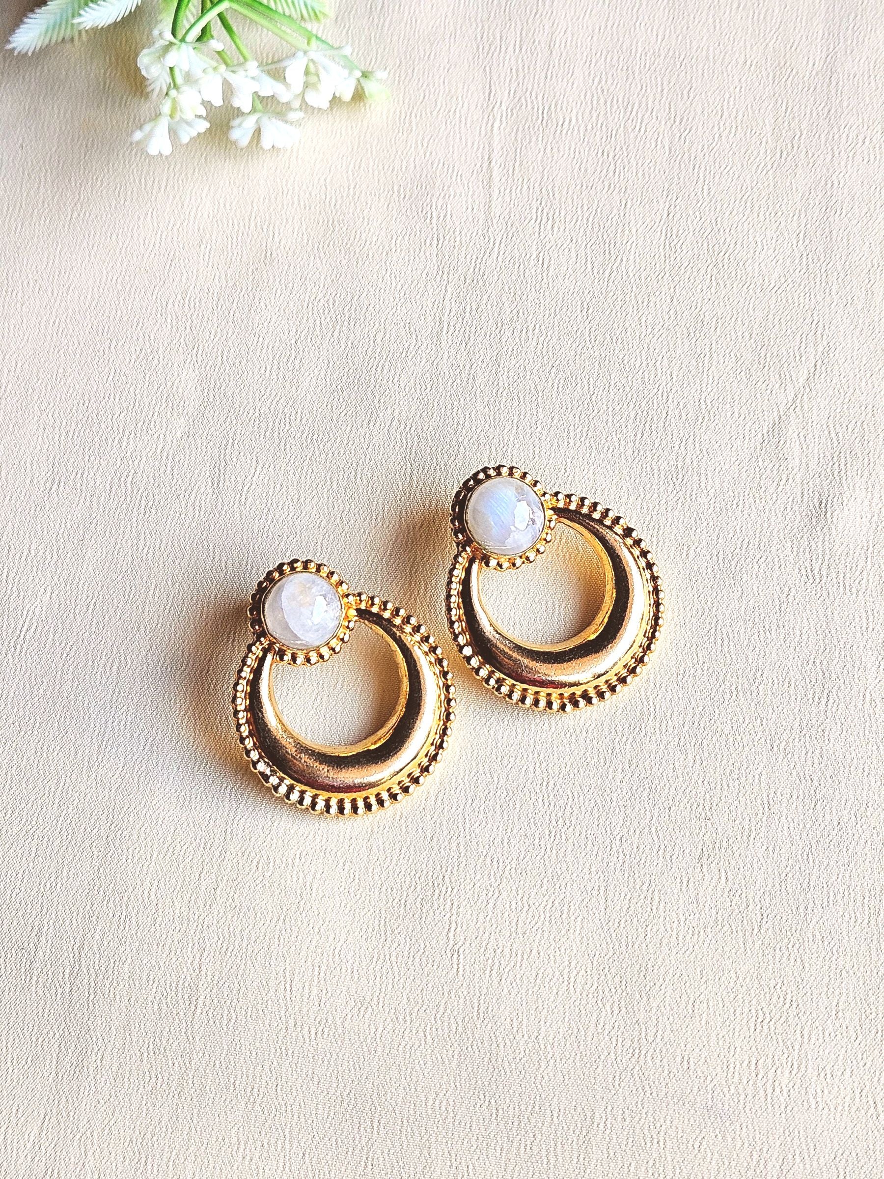 Awesome Gold plated Semi Precious Stone Cute designer Statement Earrings