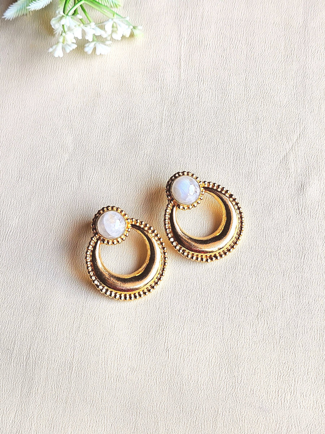 Awesome Gold plated Semi Precious Stone Cute designer Statement Earrings