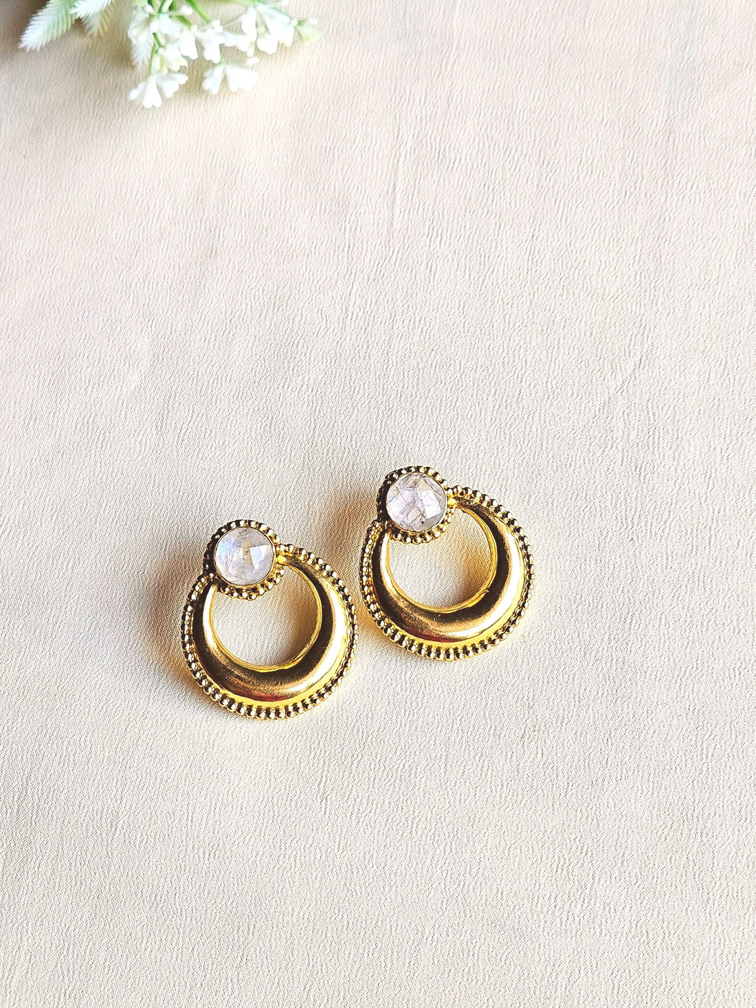 Awesome Gold plated Semi Precious Stone Cute designer Statement Earrings