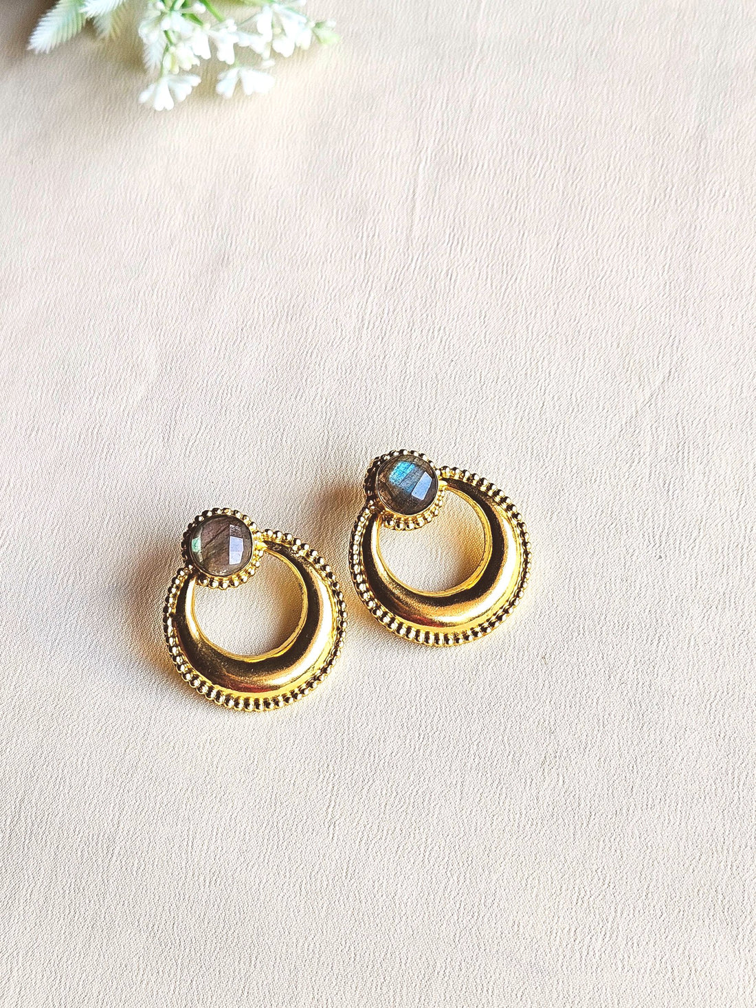 Awesome Gold plated Semi Precious Stone Cute designer Statement Earrings