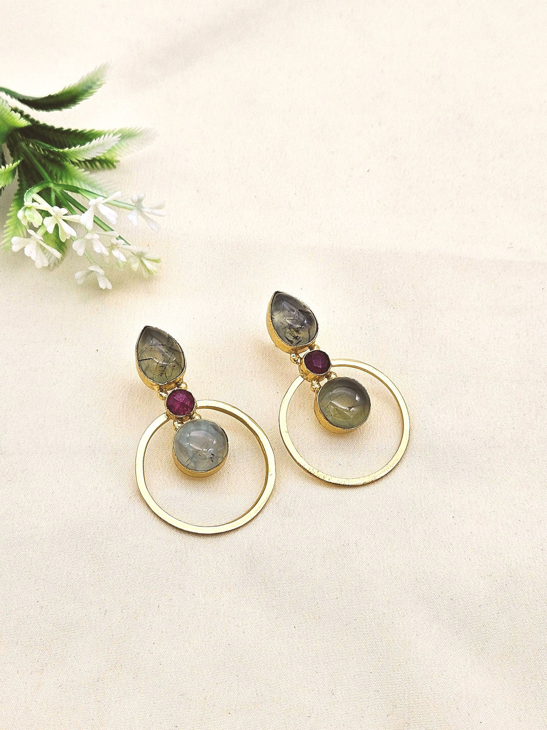 Amazing Gold plated Semi Precious Stone attractive designer Costume Statement Earrings