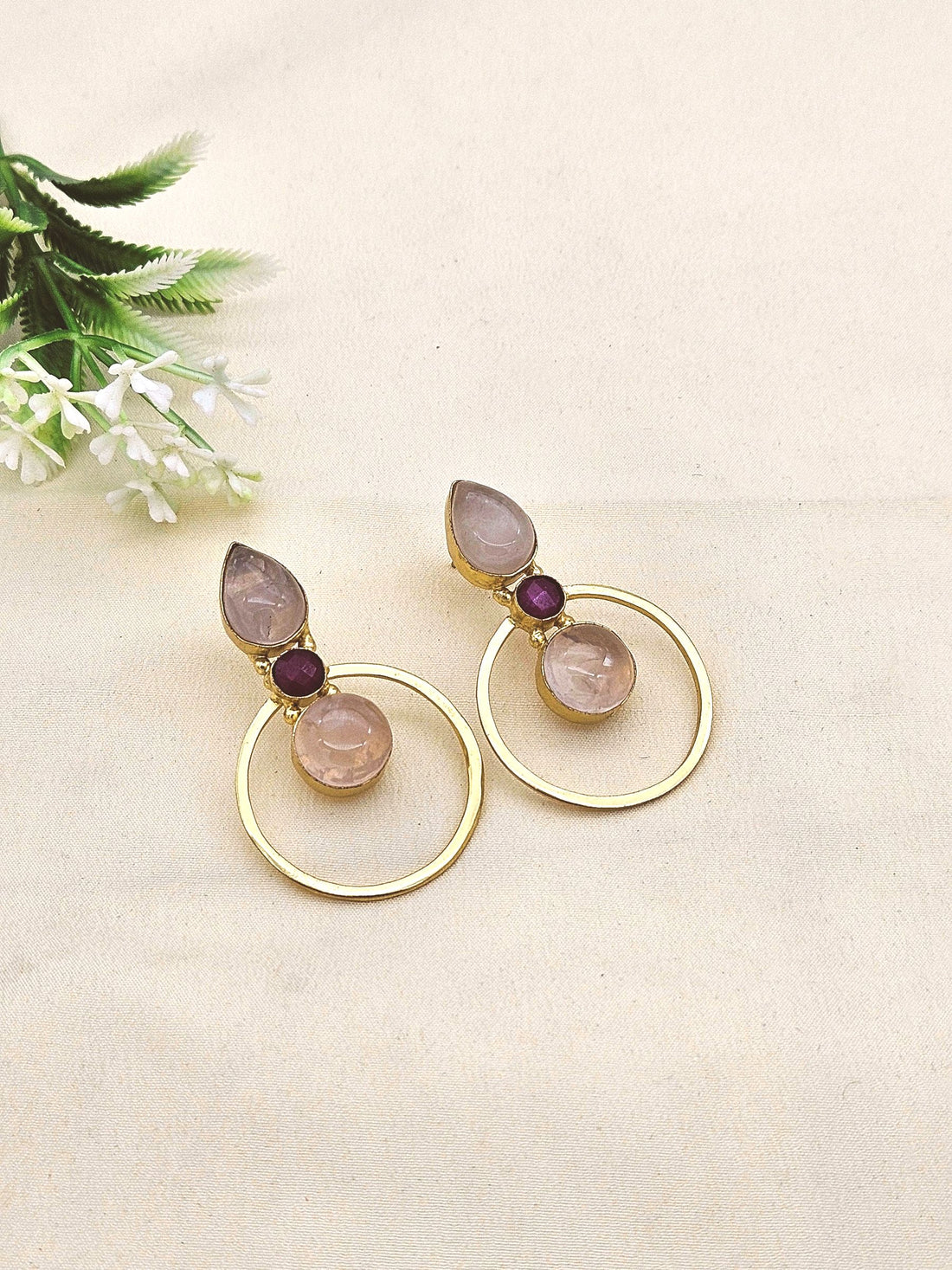 Amazing Gold plated Semi Precious Stone attractive designer Costume Statement Earrings