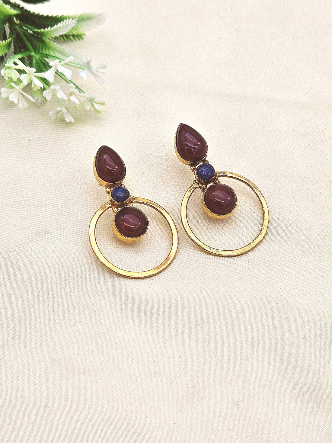 Amazing Gold plated Semi Precious Stone attractive designer Costume Statement Earrings
