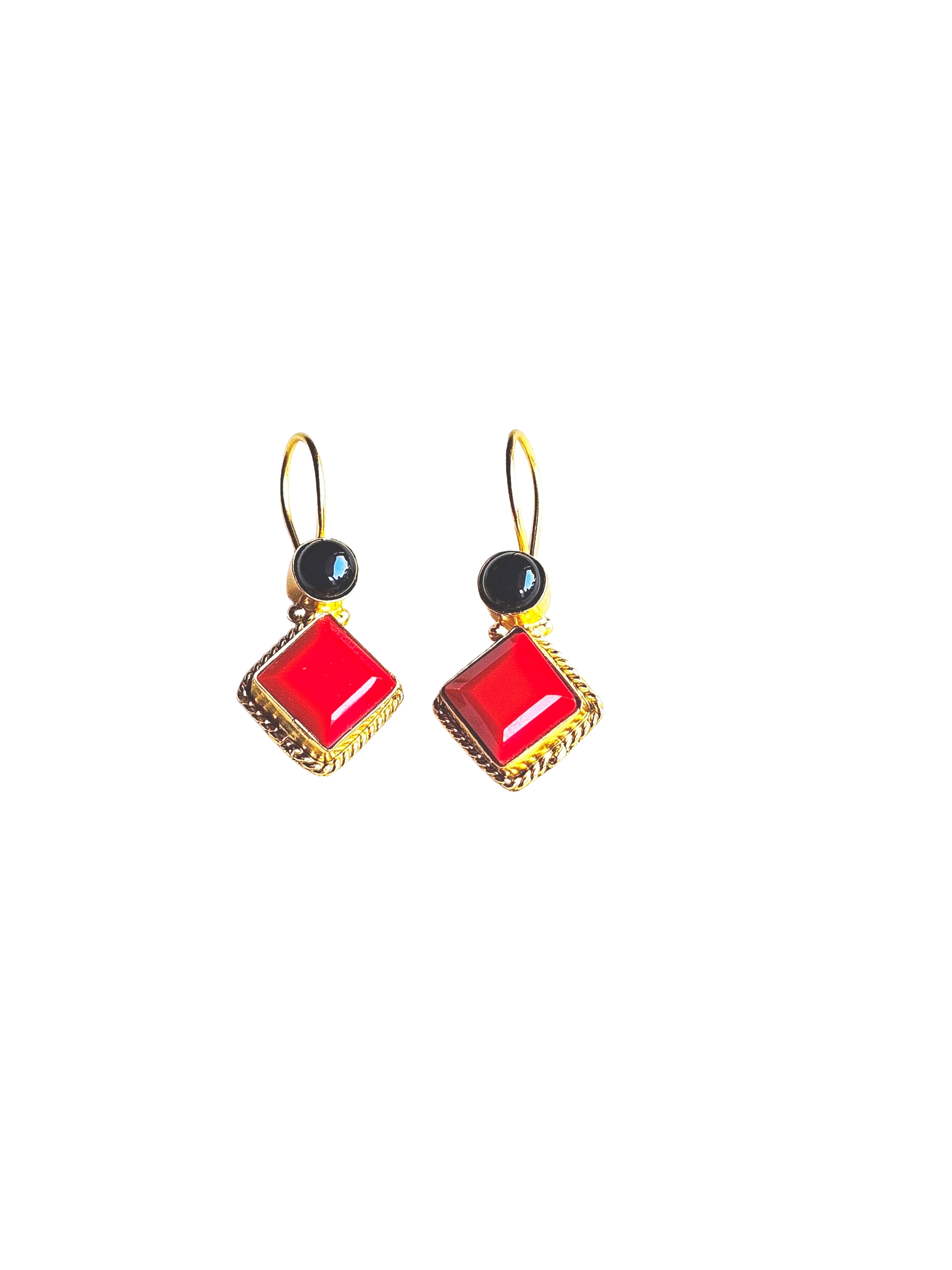 Charming Gold plated Semi Precious Stone attractive Light Weight Statement Earrings