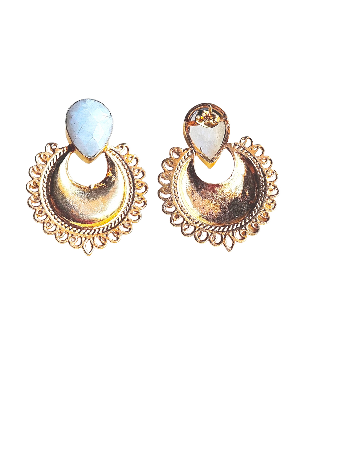 Artistic Gold plated Semi Precious Stone beautiful designer Statement Earrings
