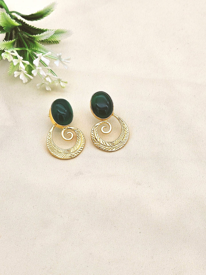 Awesome Gold plated Semi Precious Stone attractive designer Costume Statement Earrings