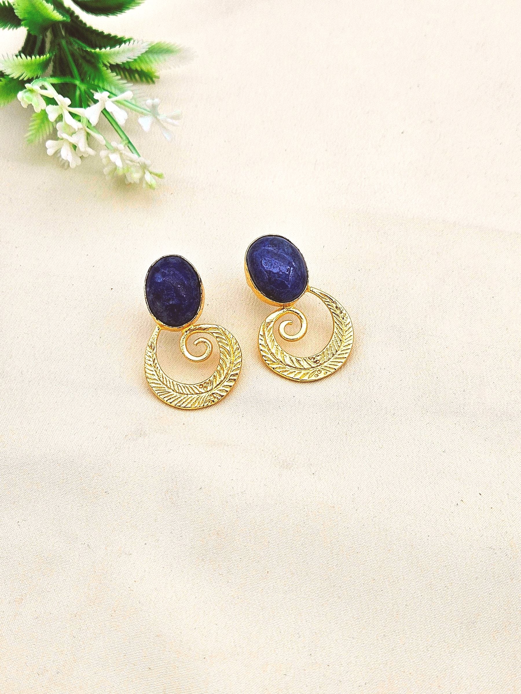 Awesome Gold plated Semi Precious Stone attractive designer Costume Statement Earrings