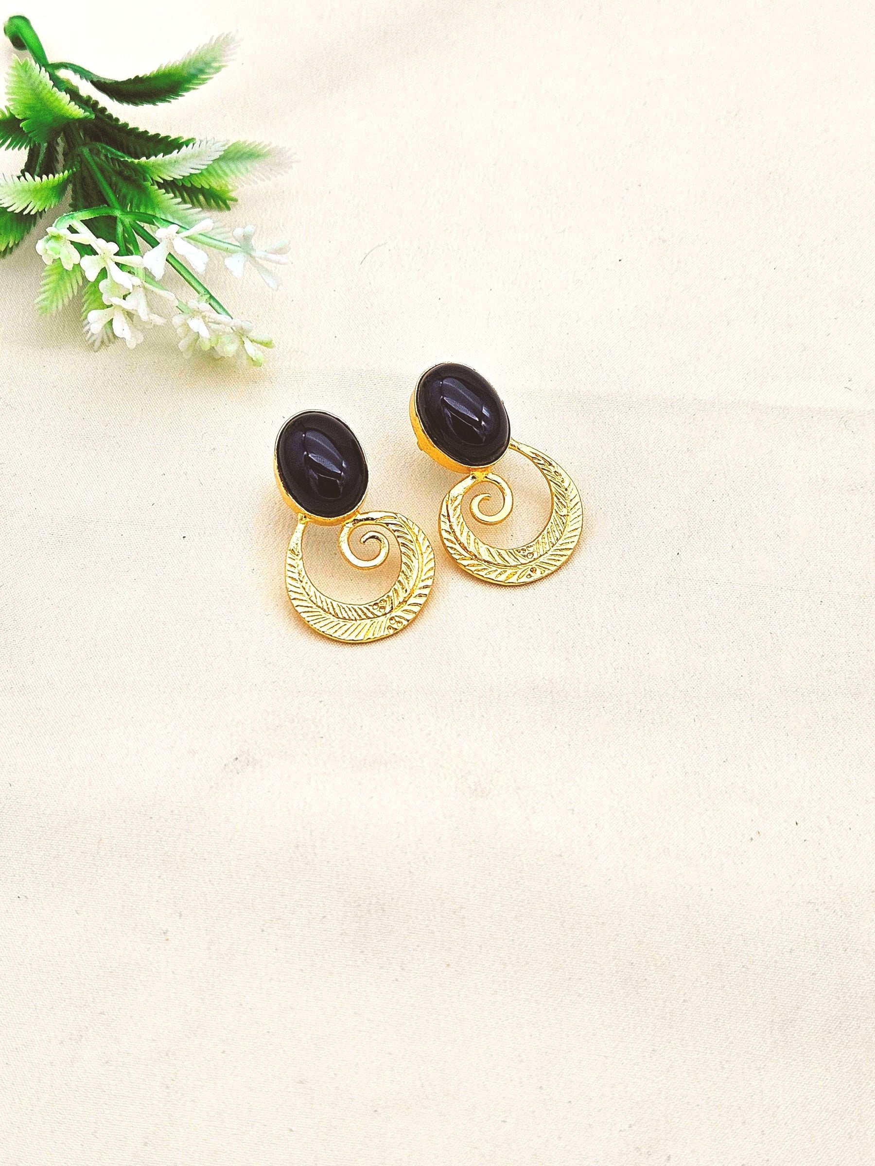 Awesome Gold plated Semi Precious Stone attractive designer Costume Statement Earrings