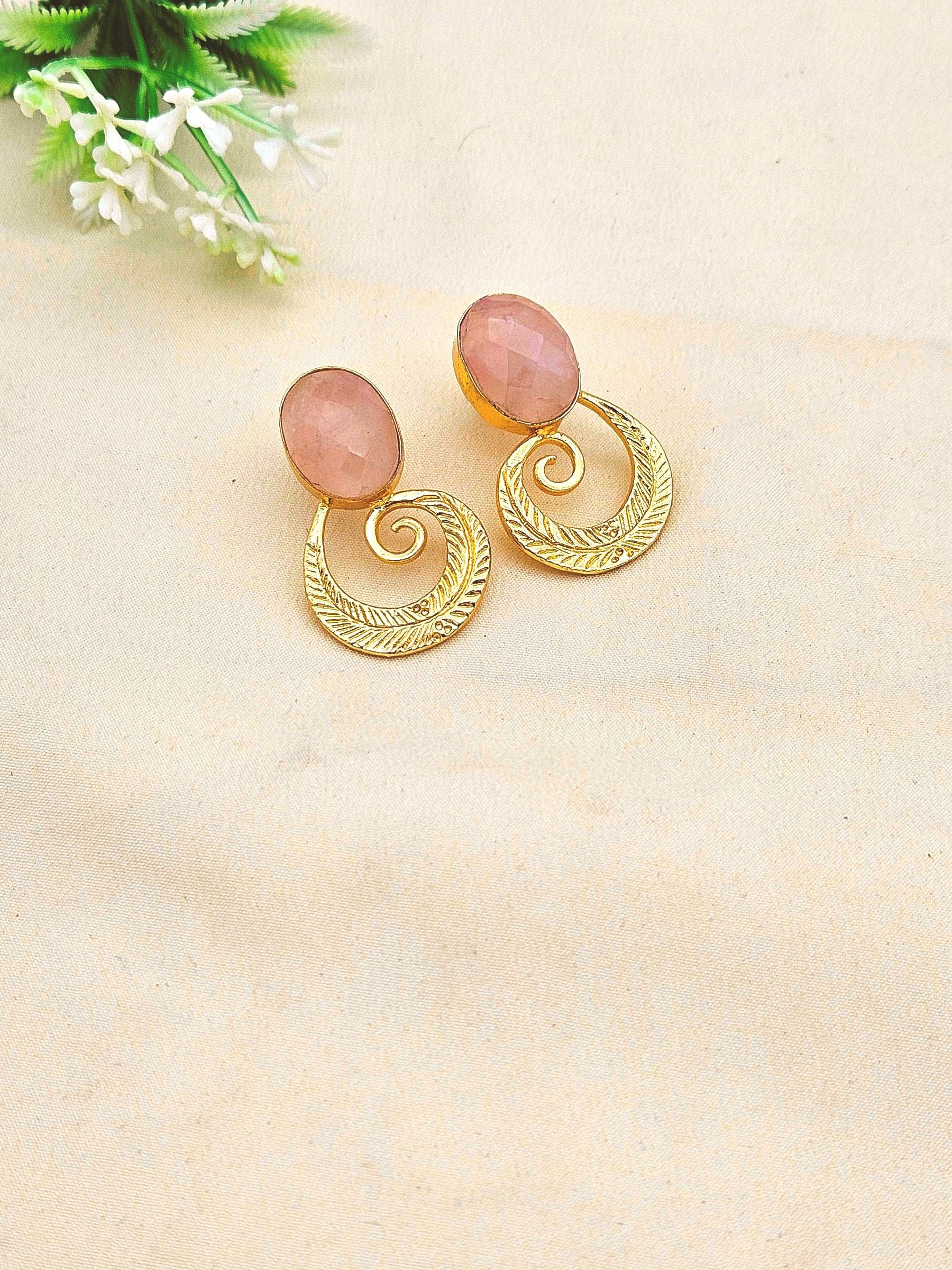 Awesome Gold plated Semi Precious Stone attractive designer Costume Statement Earrings