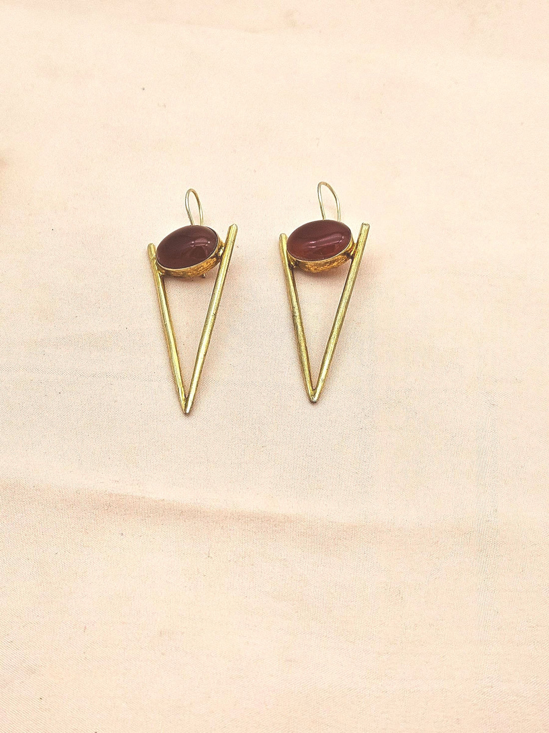 Handcrafted Gold plated Red Onyx Stone Designer light Weight Statement Earrings