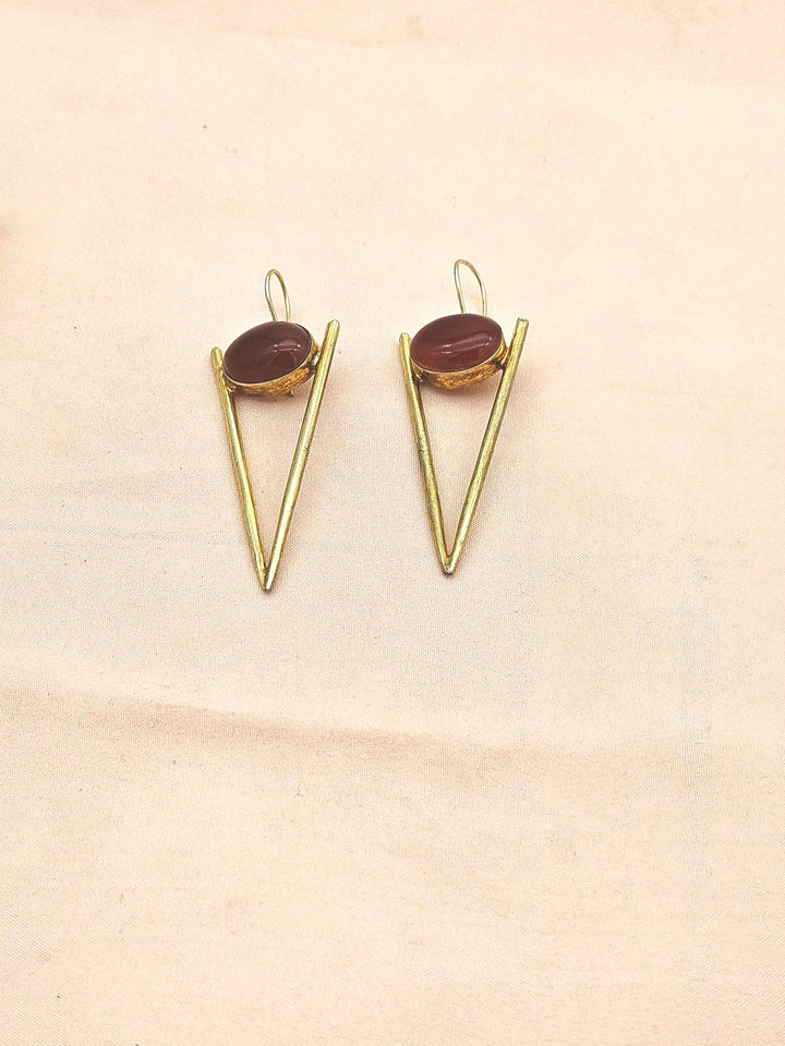 Handcrafted Gold plated Red Onyx Stone Designer light Weight Statement Earrings