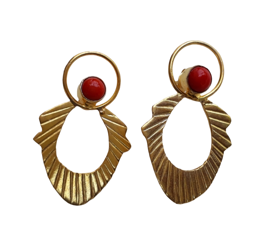 Awesome Gold plated Coral Stone light Weight charming Designer Statement Earrings