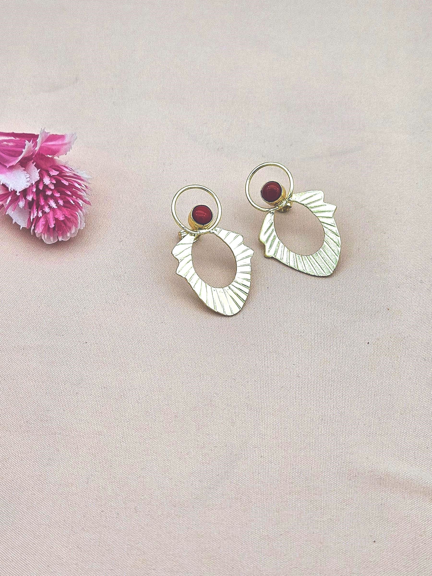 Awesome Gold plated Coral Stone light Weight charming Designer Statement Earrings