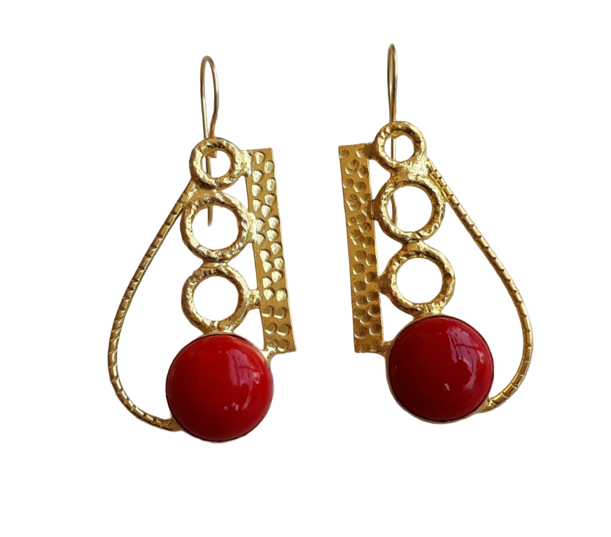 Awesome Gold plated Coral Stone light Weight charming Designer Statement Earrings