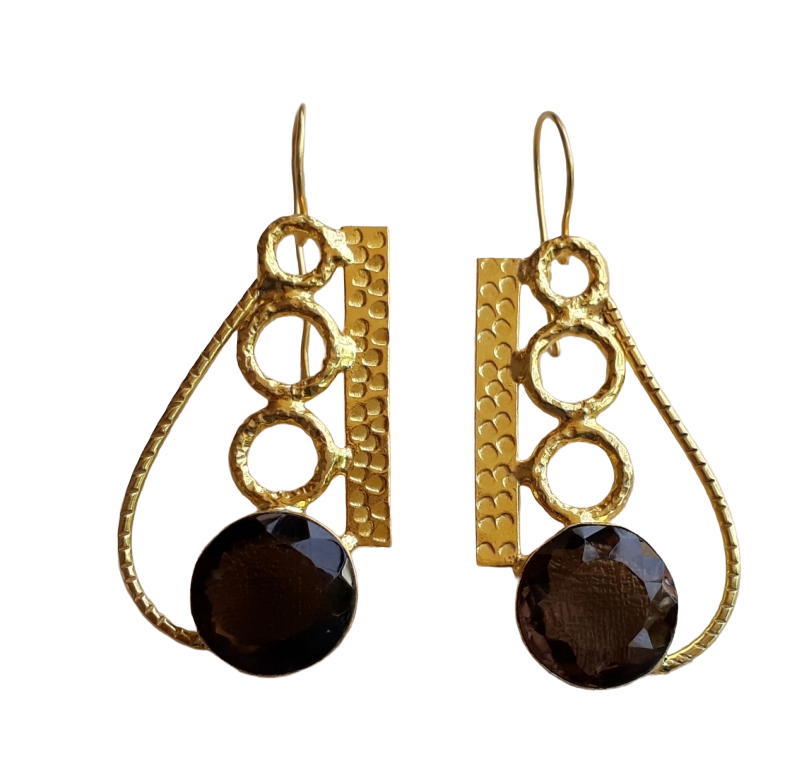 Awesome Gold plated Smoky Stone light Weight charming Designer Statement Earrings