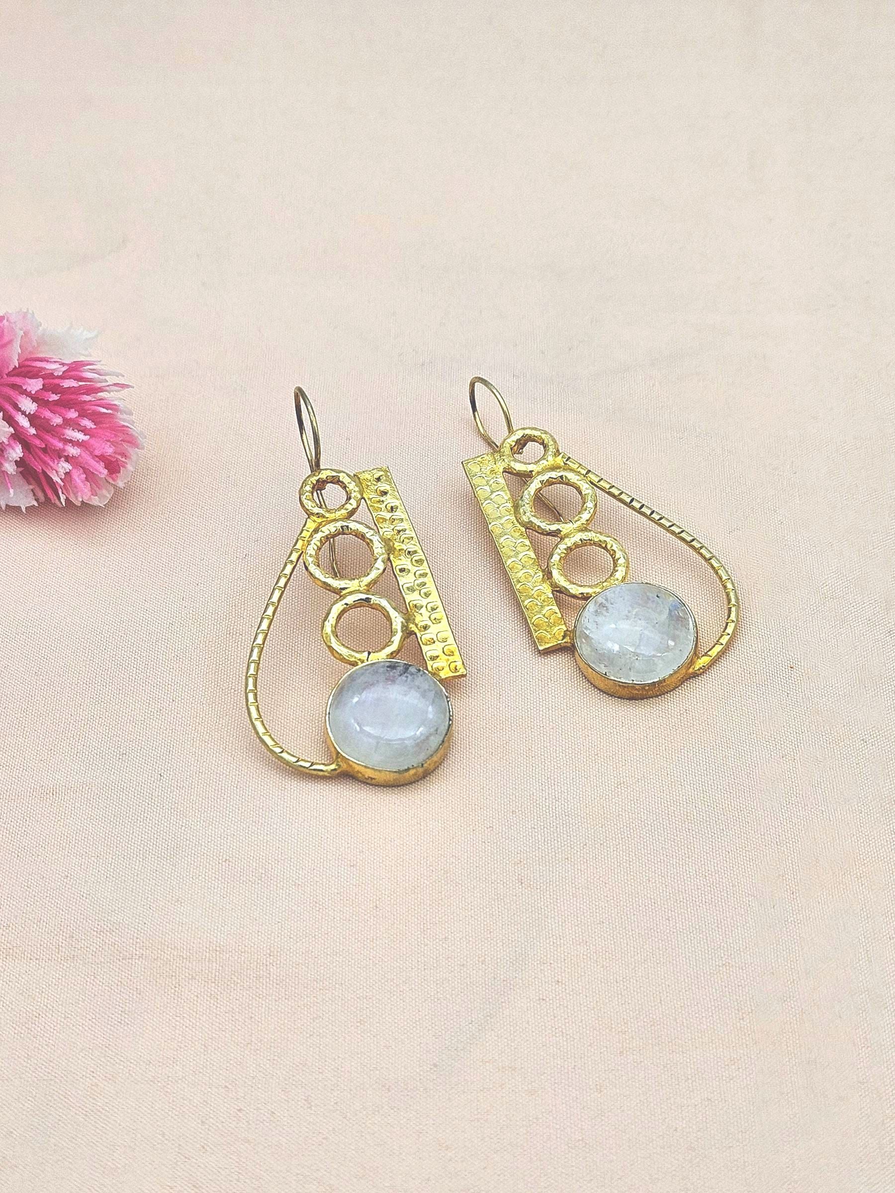 Awesome Gold plated Rainbow Stone light Weight charming Designer Statement Earrings
