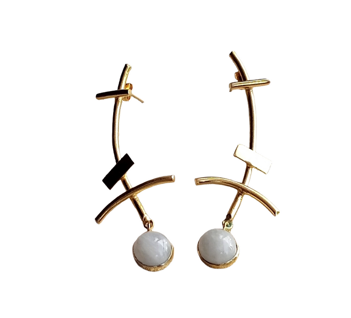 Stunning Gold plated Rainbow Stone Charming Designer light Weight Statement Earrings