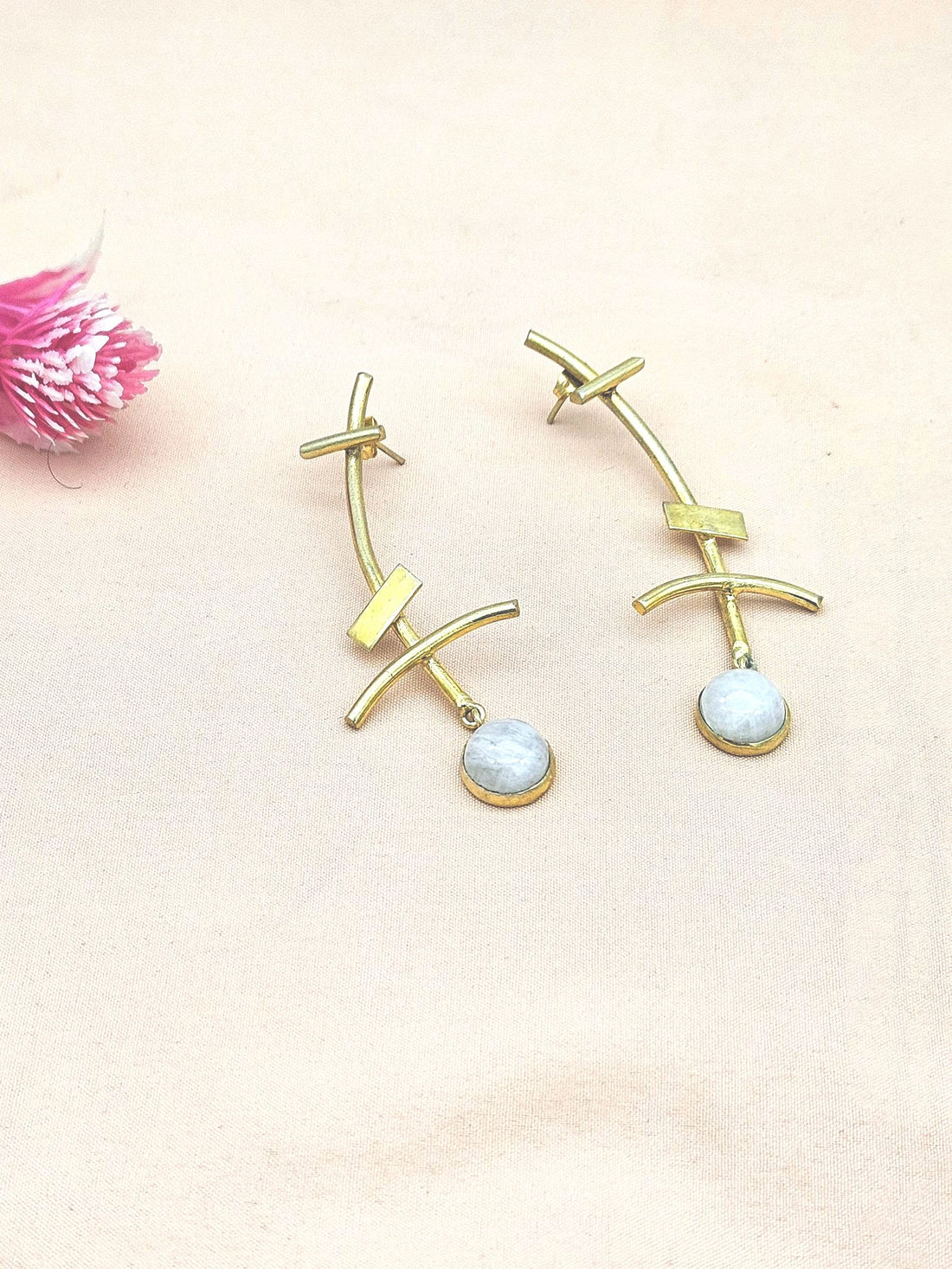 Stunning Gold plated Rainbow Stone Charming Designer light Weight Statement Earrings