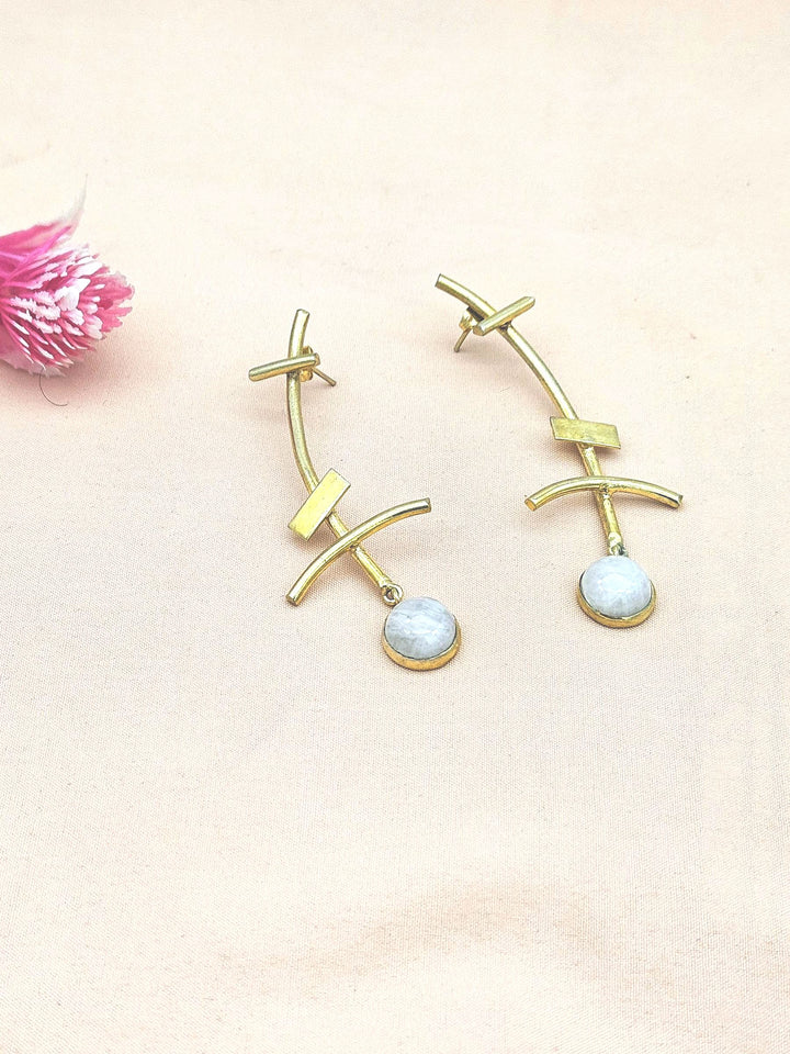 Stunning Gold plated Rainbow Stone Charming Designer light Weight Statement Earrings