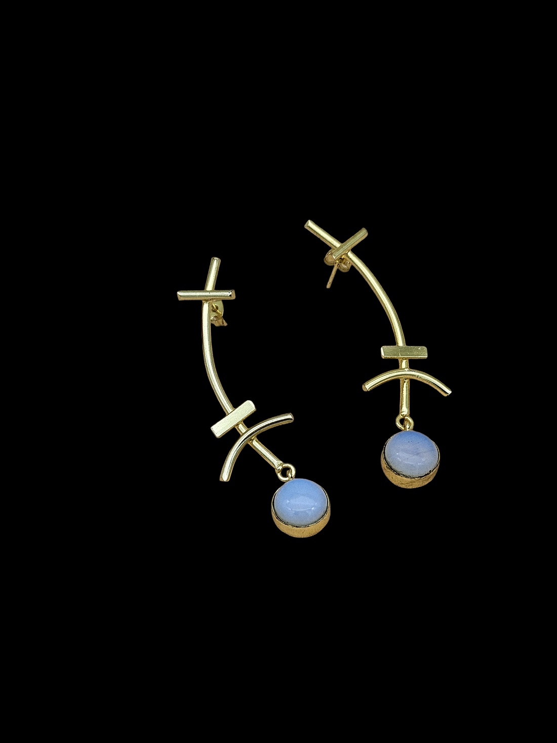 Stunning Gold plated Pink Opal Stone Charming Designer light Weight Statement Earrings