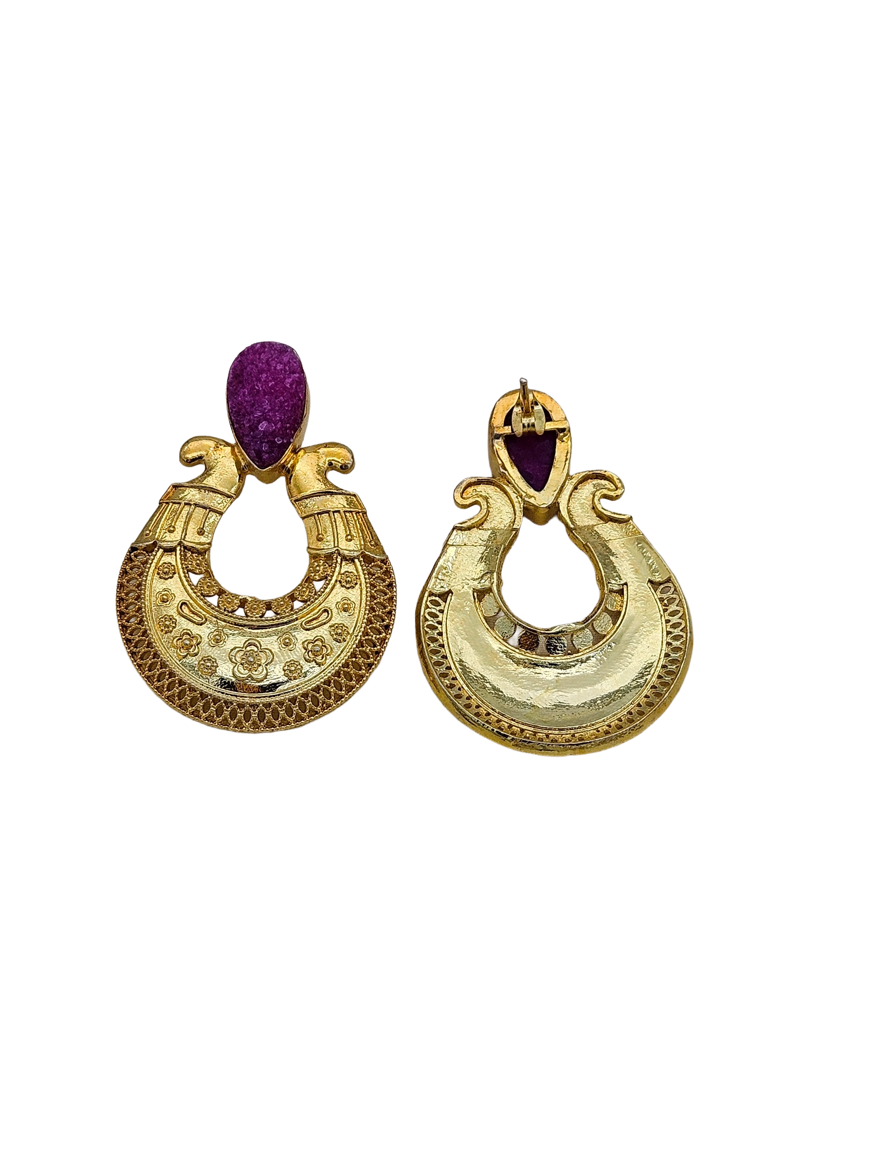 Awesome Gold plated Semi Precious Stone attractive designer Costume Statement Earrings