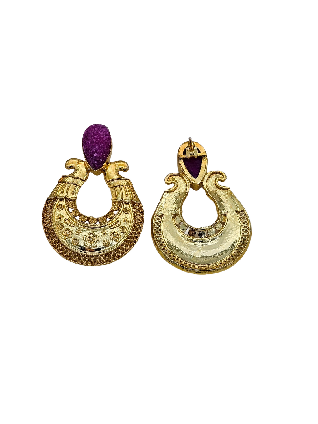 Awesome Gold plated Semi Precious Stone attractive designer Costume Statement Earrings