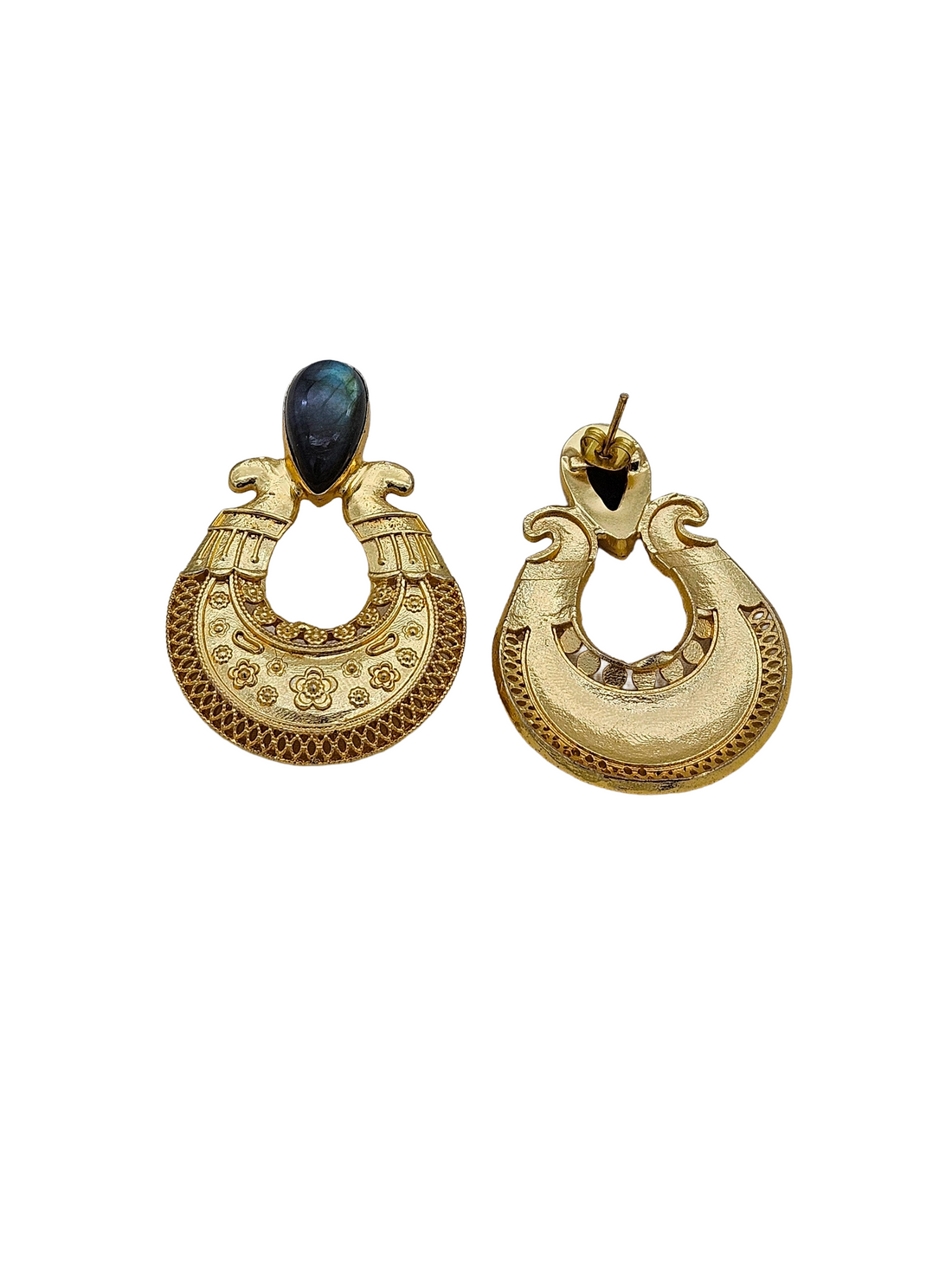 Awesome Gold plated Semi Precious Stone attractive designer Costume Statement Earrings
