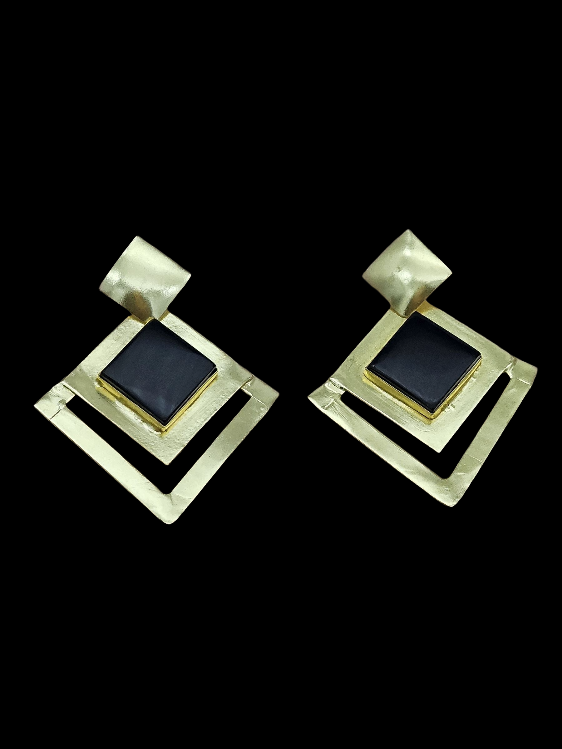 Amazing Gold plated Black Onyx Stone light Weight charming Designer Statement Earrings