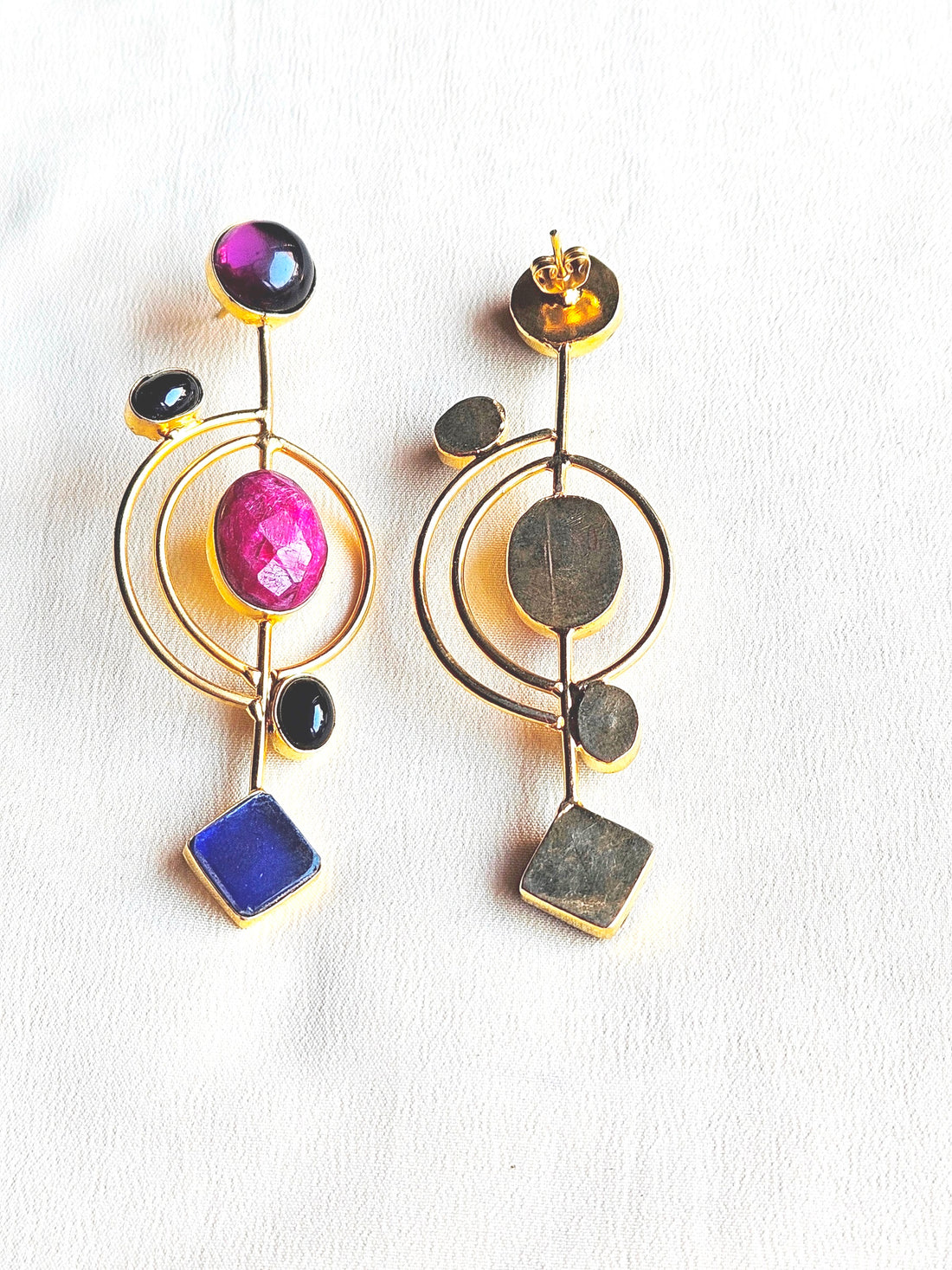 Stunning Gold plated Semi Precious Stone attractive designer Costume Statement Earrings