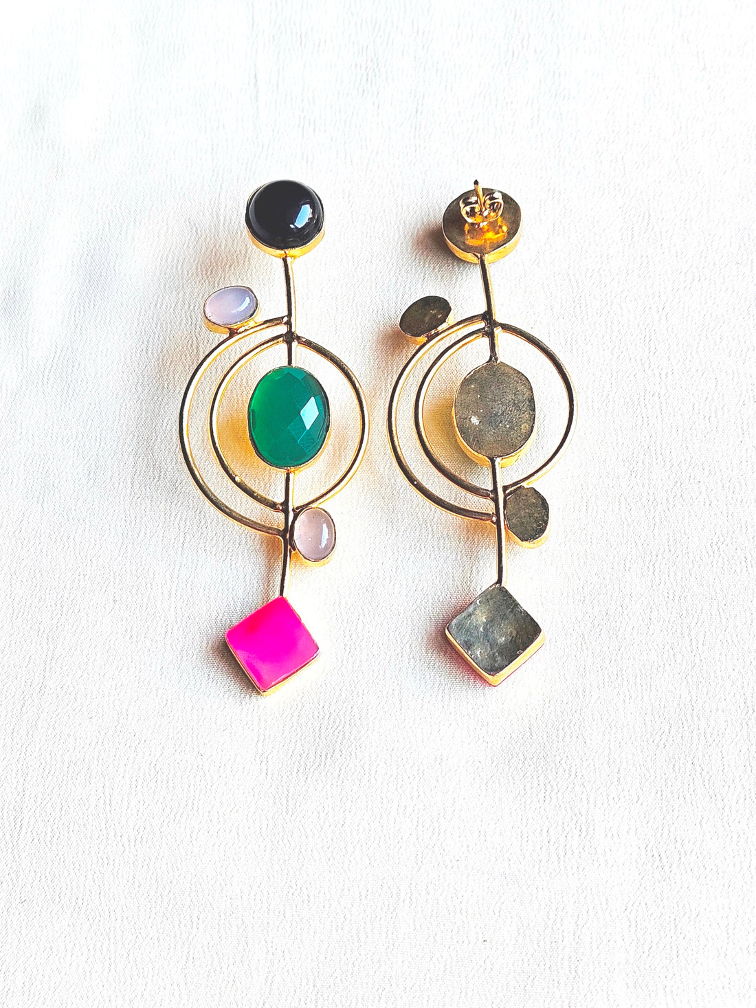 Stunning Gold plated Semi Precious Stone attractive designer Costume Statement Earrings