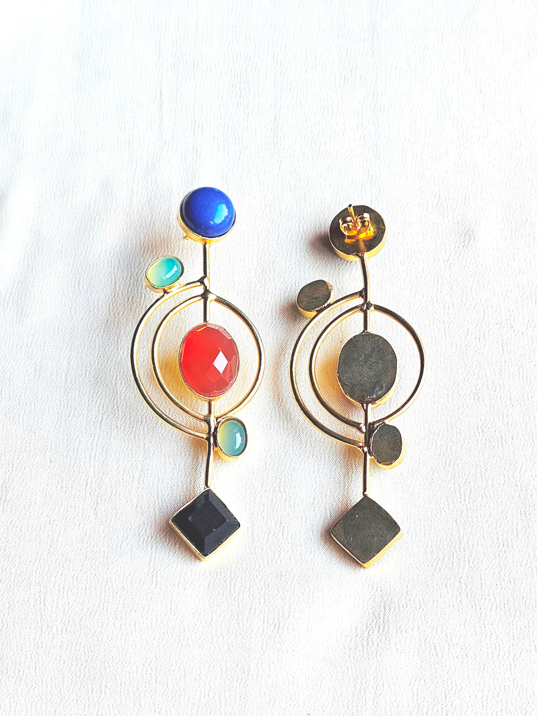 Stunning Gold plated Semi Precious Stone attractive designer Costume Statement Earrings