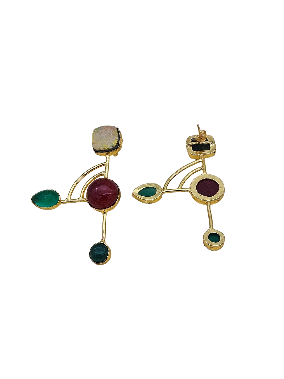 Elegant Gold plated Semi Precious Stone attractive designer Costume Statement Earrings