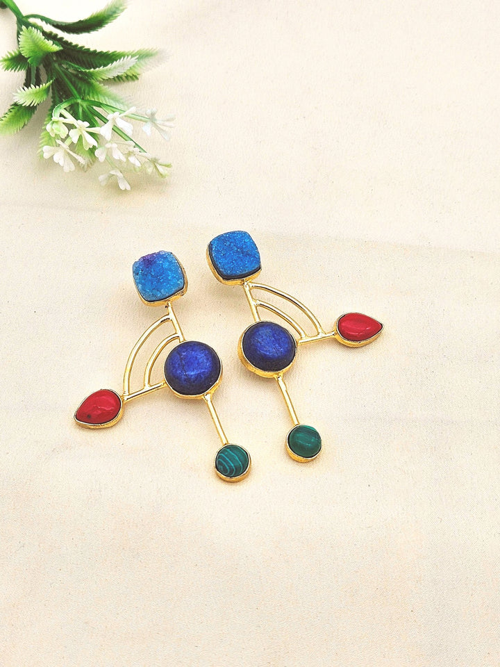 Elegant Gold plated Semi Precious Stone attractive designer Costume Statement Earrings