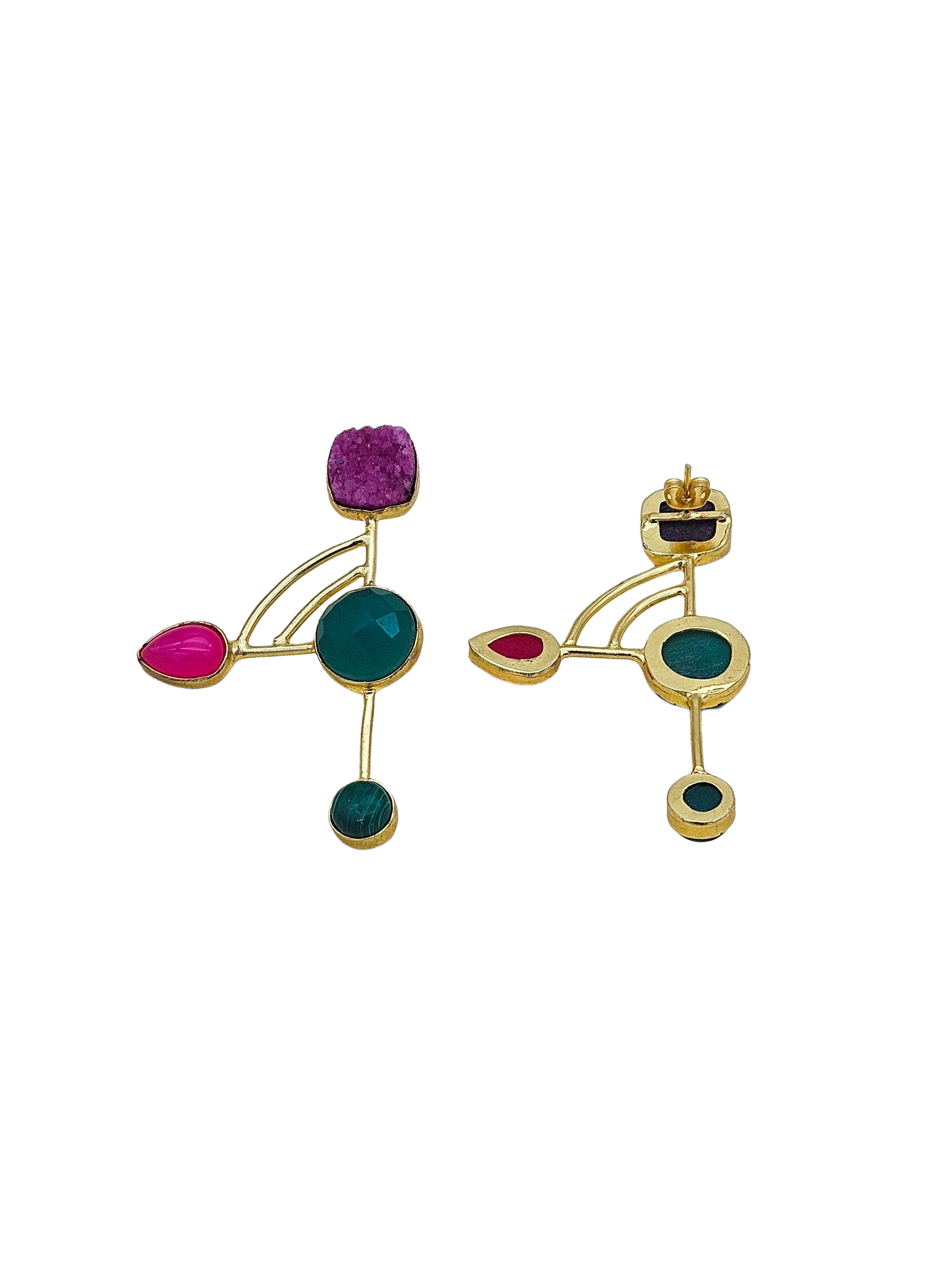 Elegant Gold plated Semi Precious Stone attractive designer Costume Statement Earrings