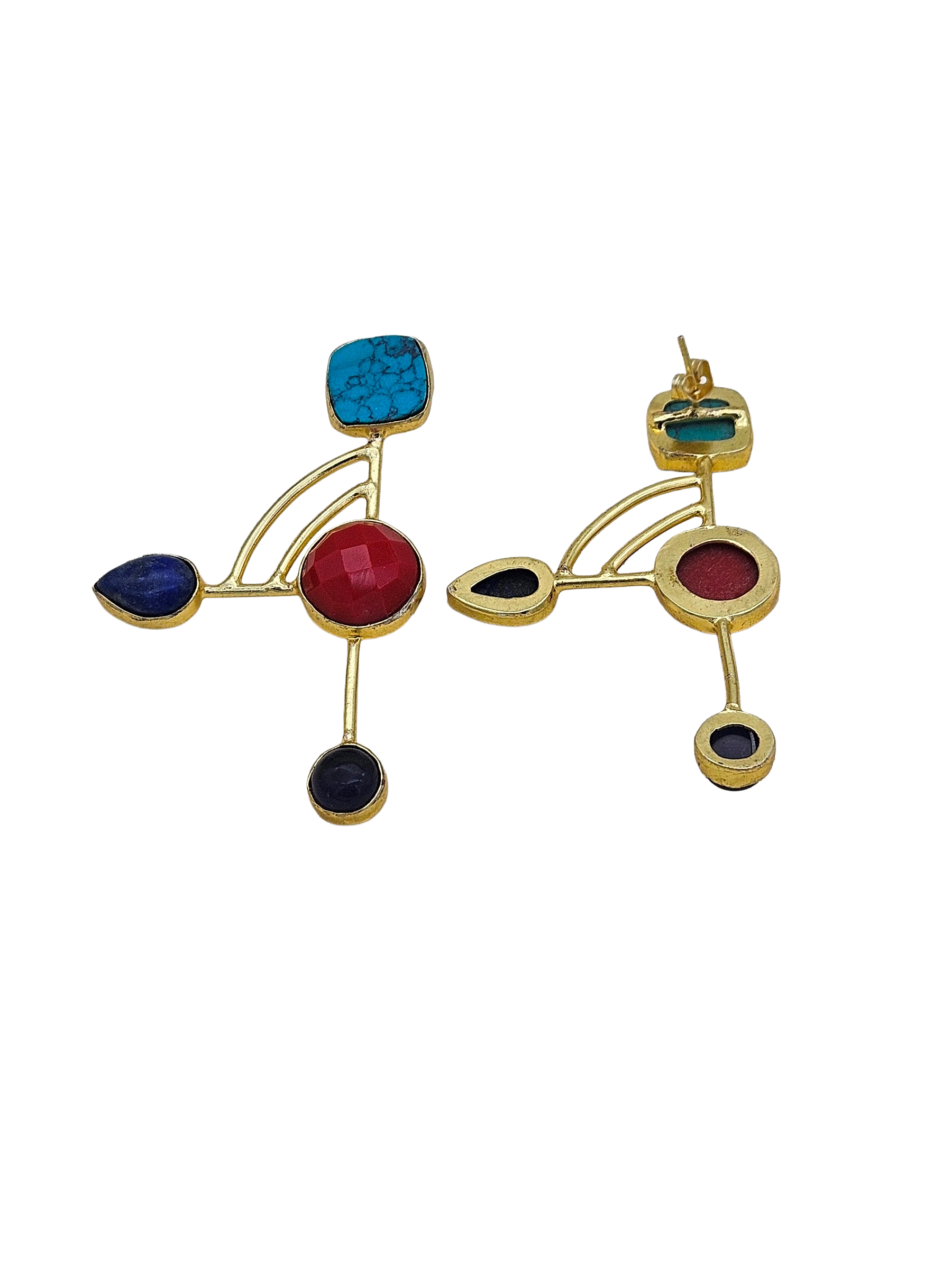 Elegant Gold plated Semi Precious Stone attractive designer Costume Statement Earrings