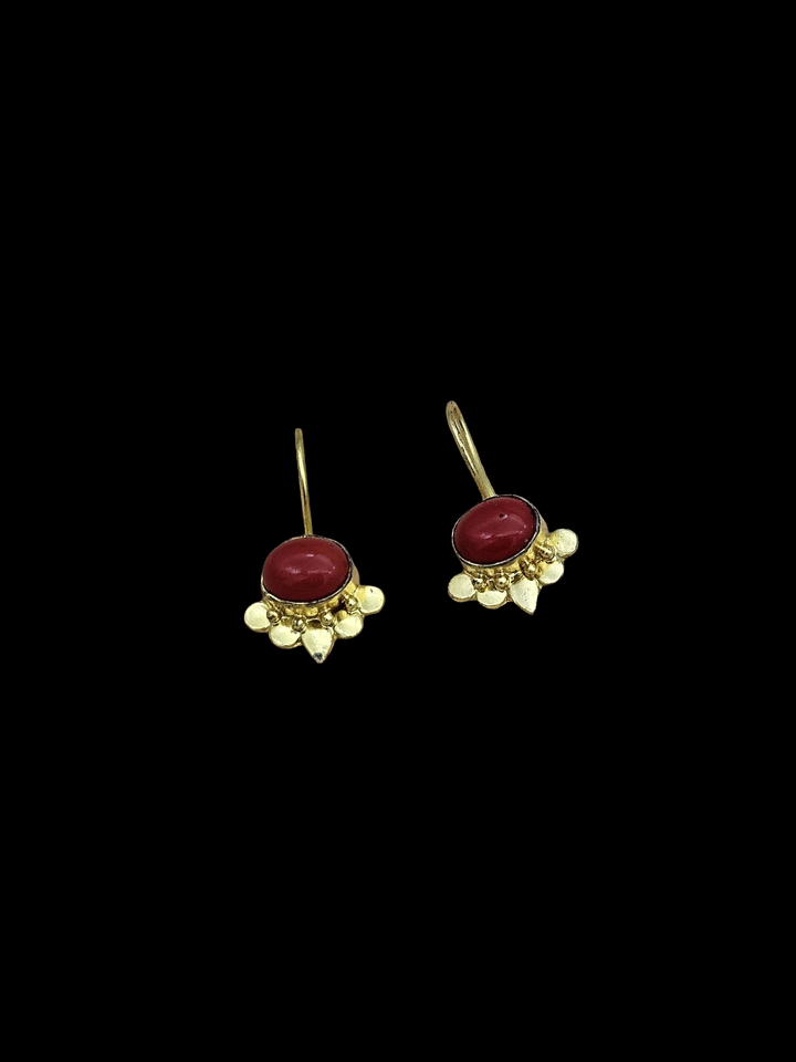 Charming Gold plated Coral Stone light Weight daily use Statement Earrings