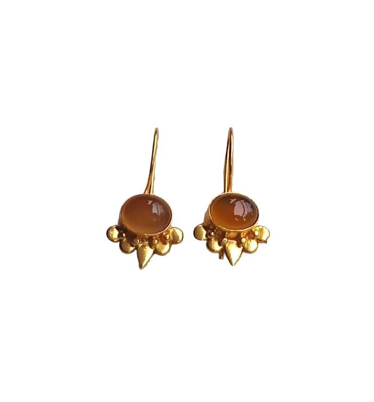 Charming Gold plated Yellow Chalcedony Stone light Weight daily use Statement Earrings