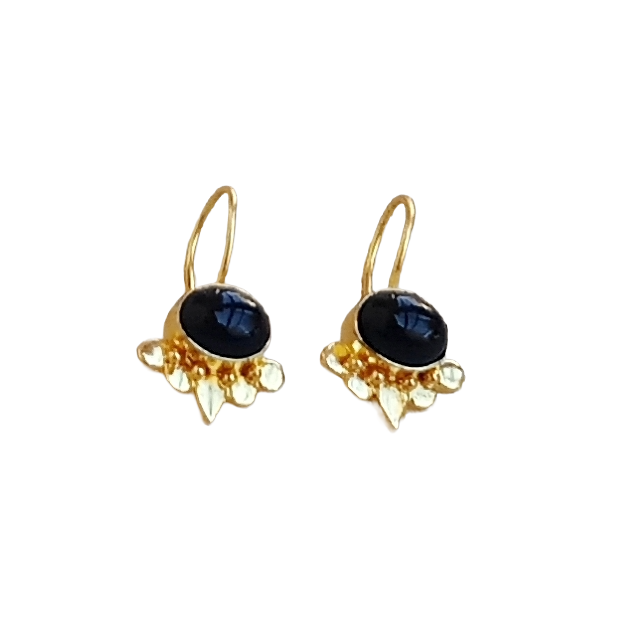Charming Gold plated Black Onyx Stone light Weight daily use Statement Earrings
