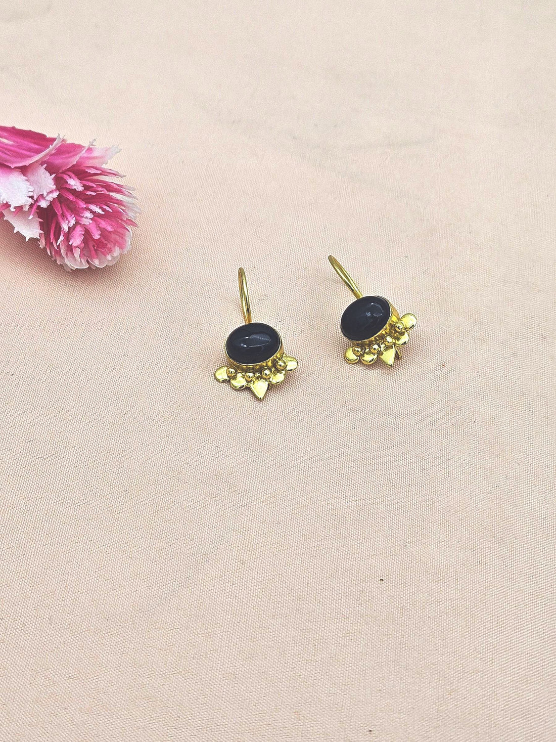 Charming Gold plated Black Onyx Stone light Weight daily use Statement Earrings