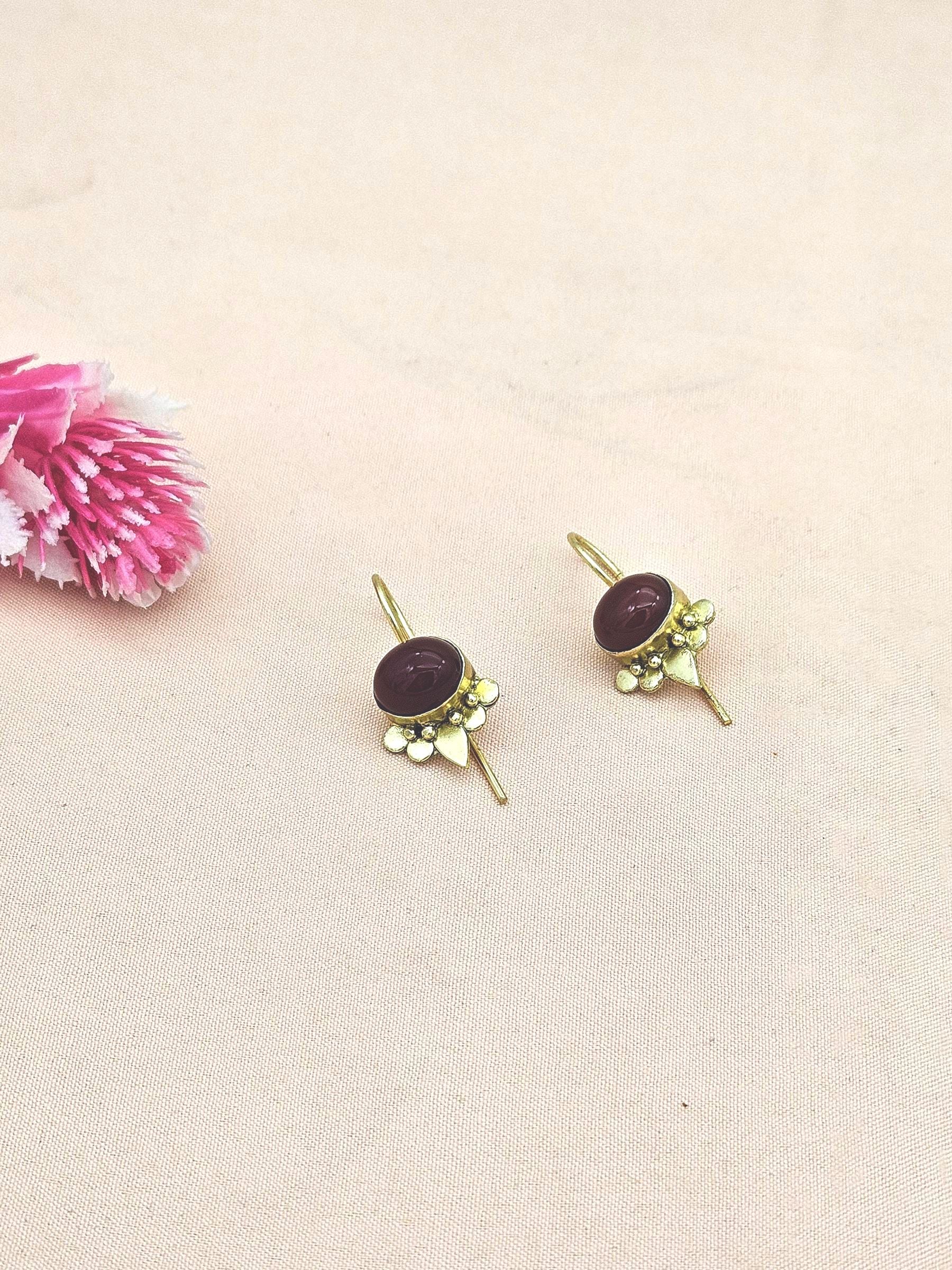 Charming Gold plated Black Onyx Stone light Weight daily use Statement Earrings