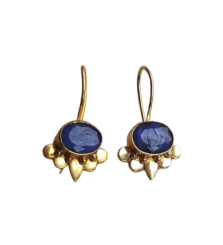 Charming Gold plated Blue Beryl Stone light Weight daily use Statement Earrings