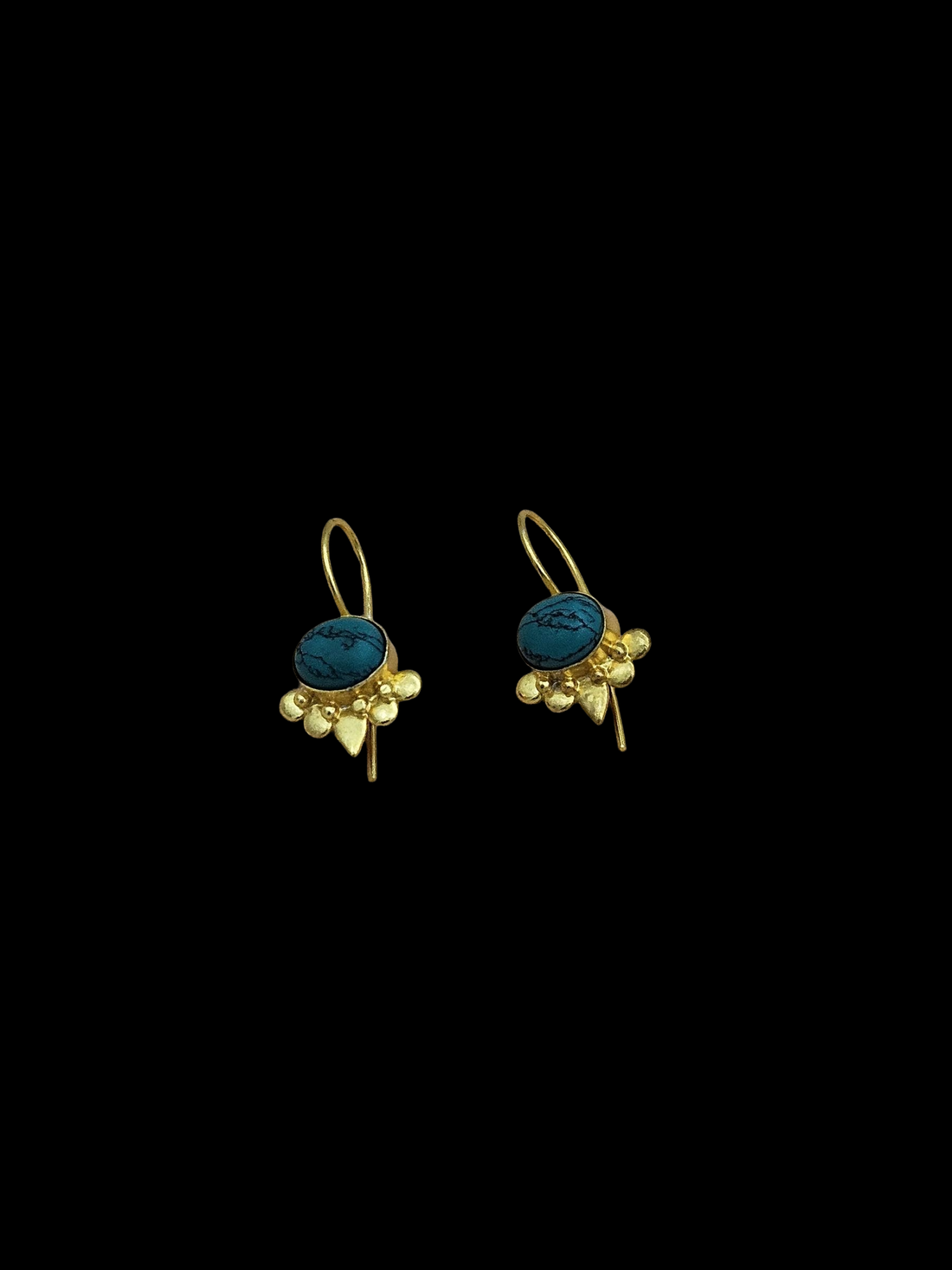 Charming Gold plated Synthetic Turquoise Stone light Weight daily use Statement Earrings